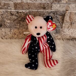Ty Patriotic Flag Spangle 1999 Bear - Red, White, Blue Plush